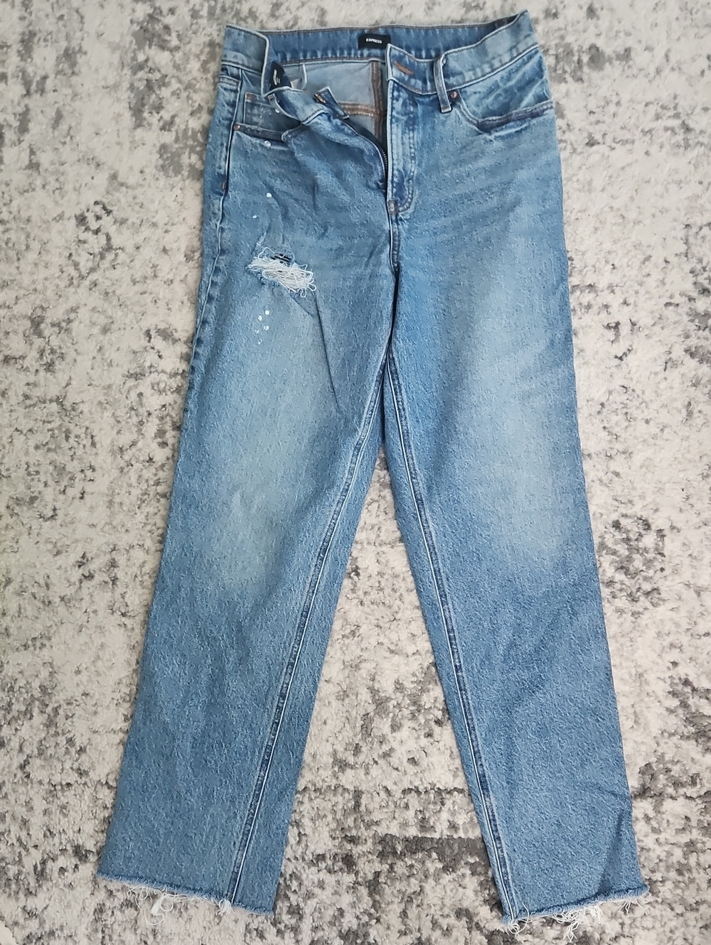 Express Medium Blue Women's Straight Leg Jeans
